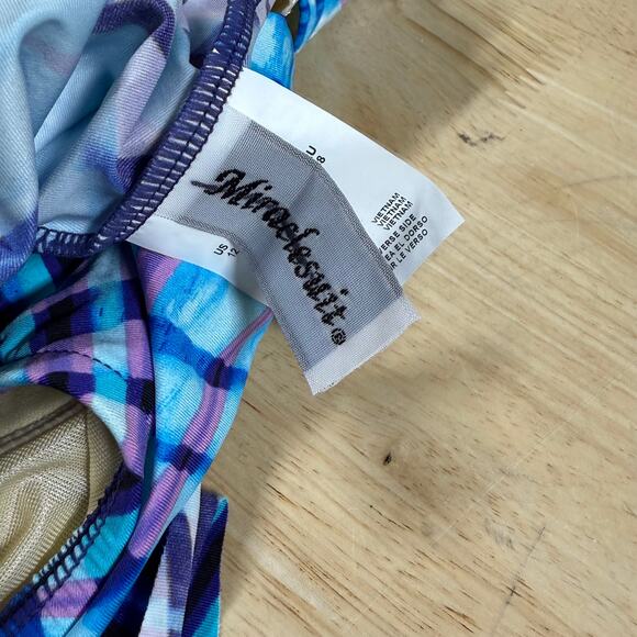 Miraclesuit NWT Palm Reader Peephole Tankini Top Blue Size 12 Bra Top Adjustable - Picture 6 of 10